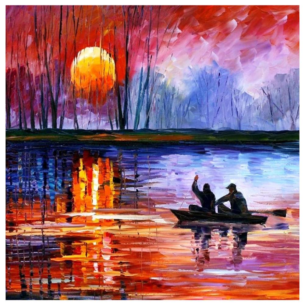 Lake Boat - Full Diamond Painting - 30x30cm