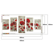 Load image into Gallery viewer, 5pcs/set Flower  - Full Drill Round Drill Painting  - 95x45cm
