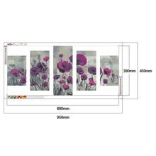 Load image into Gallery viewer, 5pcs/set Flower  - Full Drill Round Drill Painting  - 95x45cm
