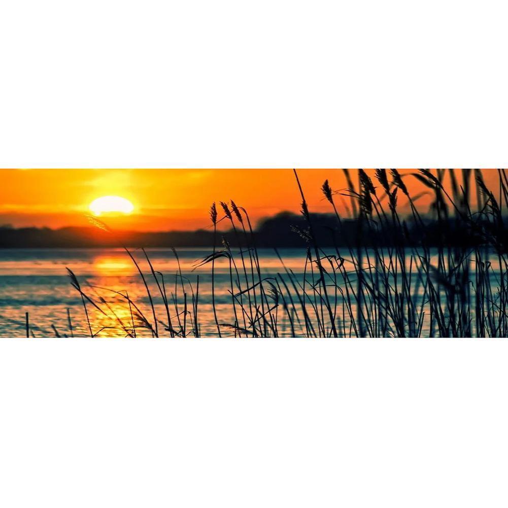 100x40cm Sunset Reed Marshes - Full Drill Round Drill - 100x40cm