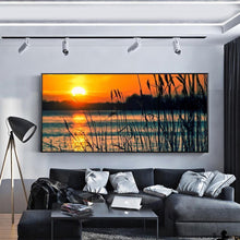 Load image into Gallery viewer, 100x40cm Sunset Reed Marshes - Full Drill Round Drill - 100x40cm
