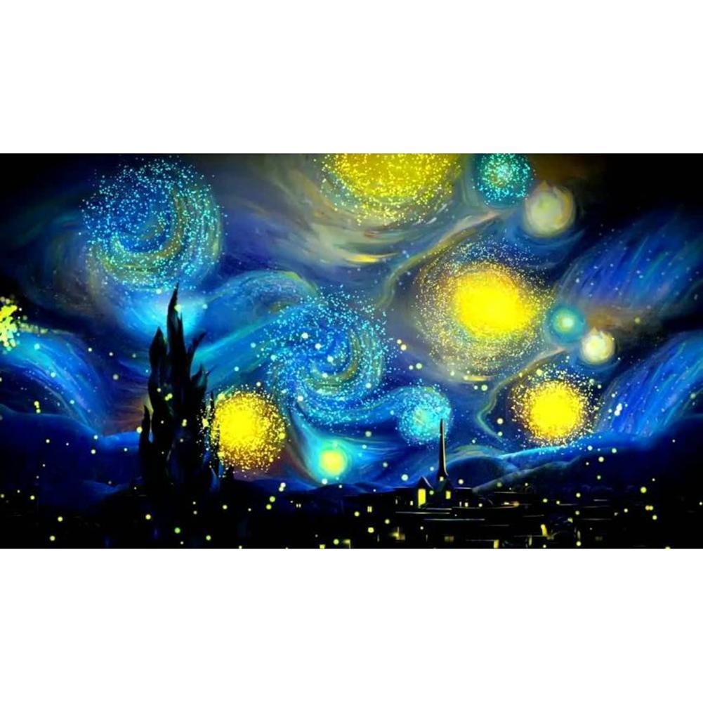 80x45cm Abstract Night Sky - Full Drill Round Drill - 80x45cm