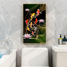 Load image into Gallery viewer, 45x85cm Koi Fish Lotus - Full Drill Round Drill - 45x85cm
