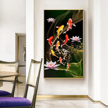 Load image into Gallery viewer, 45x85cm Koi Fish Lotus - Full Drill Round Drill - 45x85cm
