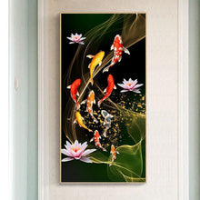 Load image into Gallery viewer, 45x85cm Koi Fish Lotus - Full Drill Round Drill - 45x85cm
