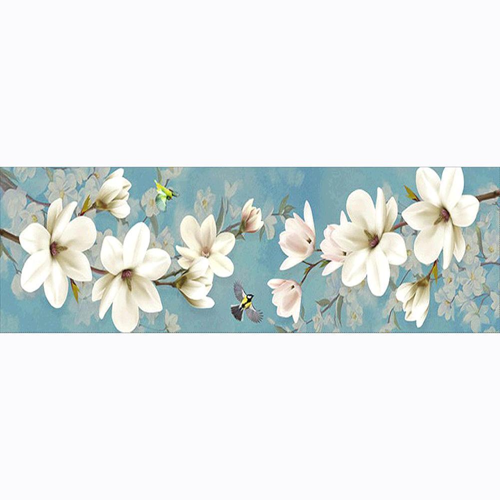 80x30cm White Plum Blossom - Full Drill Round Drill - 80x30cm