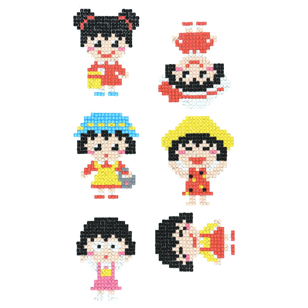 6pcs-Girl-Diamond Painting Free Stickers