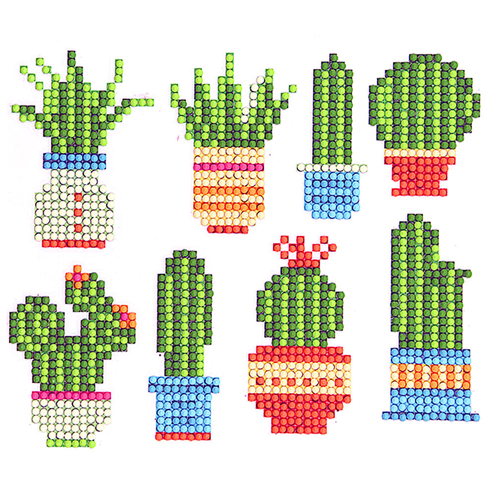 8pcs-Cactus-Diamond Painting Free Stickers