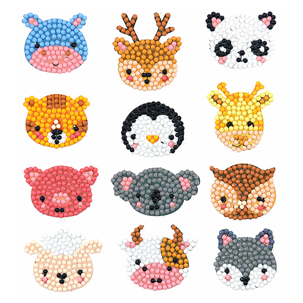 12pcs-Animal-Diamond Painting Free Stickers