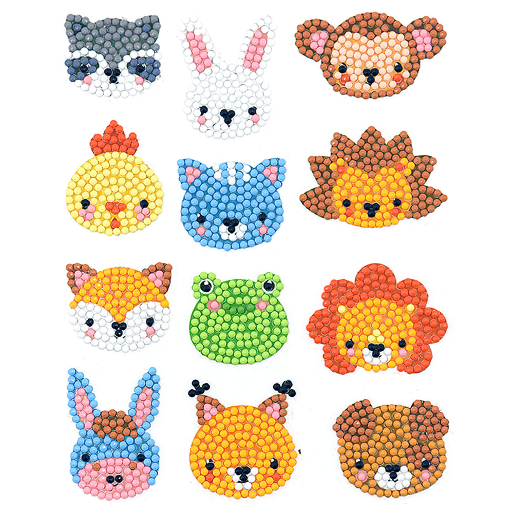 12pcs-Animal-Diamond Painting Free Stickers