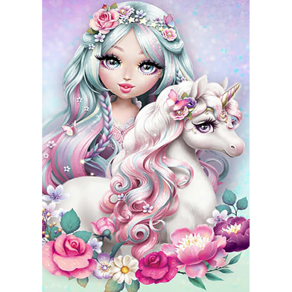 Unicorn And Little Girl-Full Drill Diamond Painting