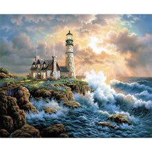 Load image into Gallery viewer, Seaside Lighthouse-Full Drill Diamond Painting-60x50cm
