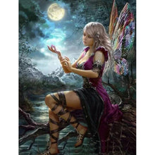 Load image into Gallery viewer, Blue Fairy Under The Moon-Full Drill Diamond Painting
