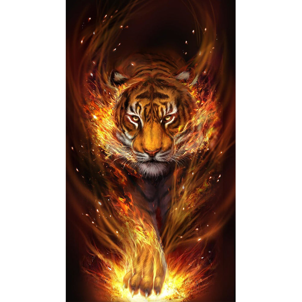 Fire Tiger-Full Drill Diamond Painting-40x80cm