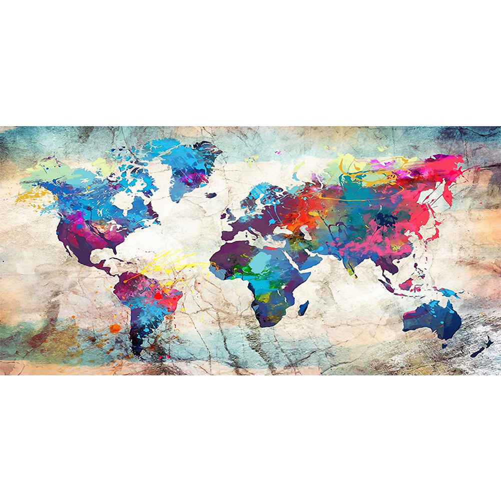 Colored World Map-Full Drill Diamond Painting-80x40cm