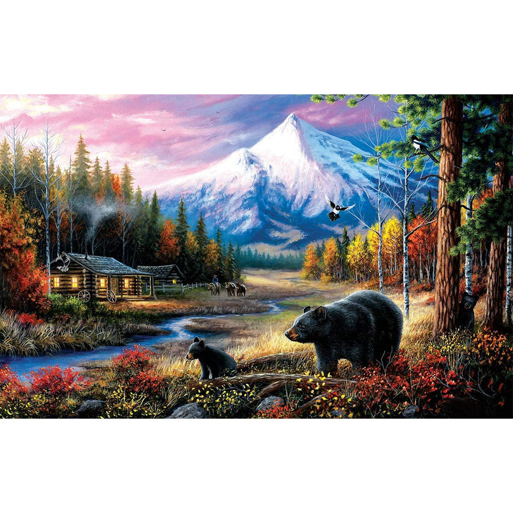 Black Bear-Full Drill Diamond Painting-60x40cm