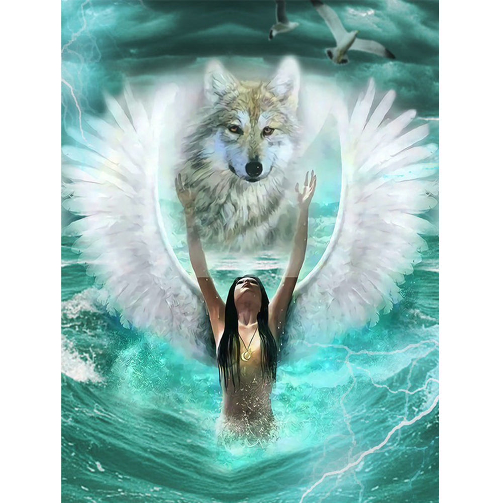 Angel And Wolf-Full Drill Diamond Painting