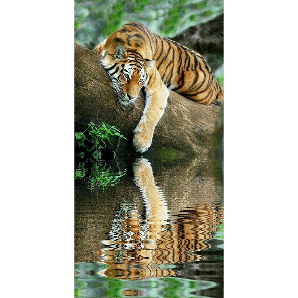 Tiger By The Water-Full Drill Diamond Painting-40x80cm