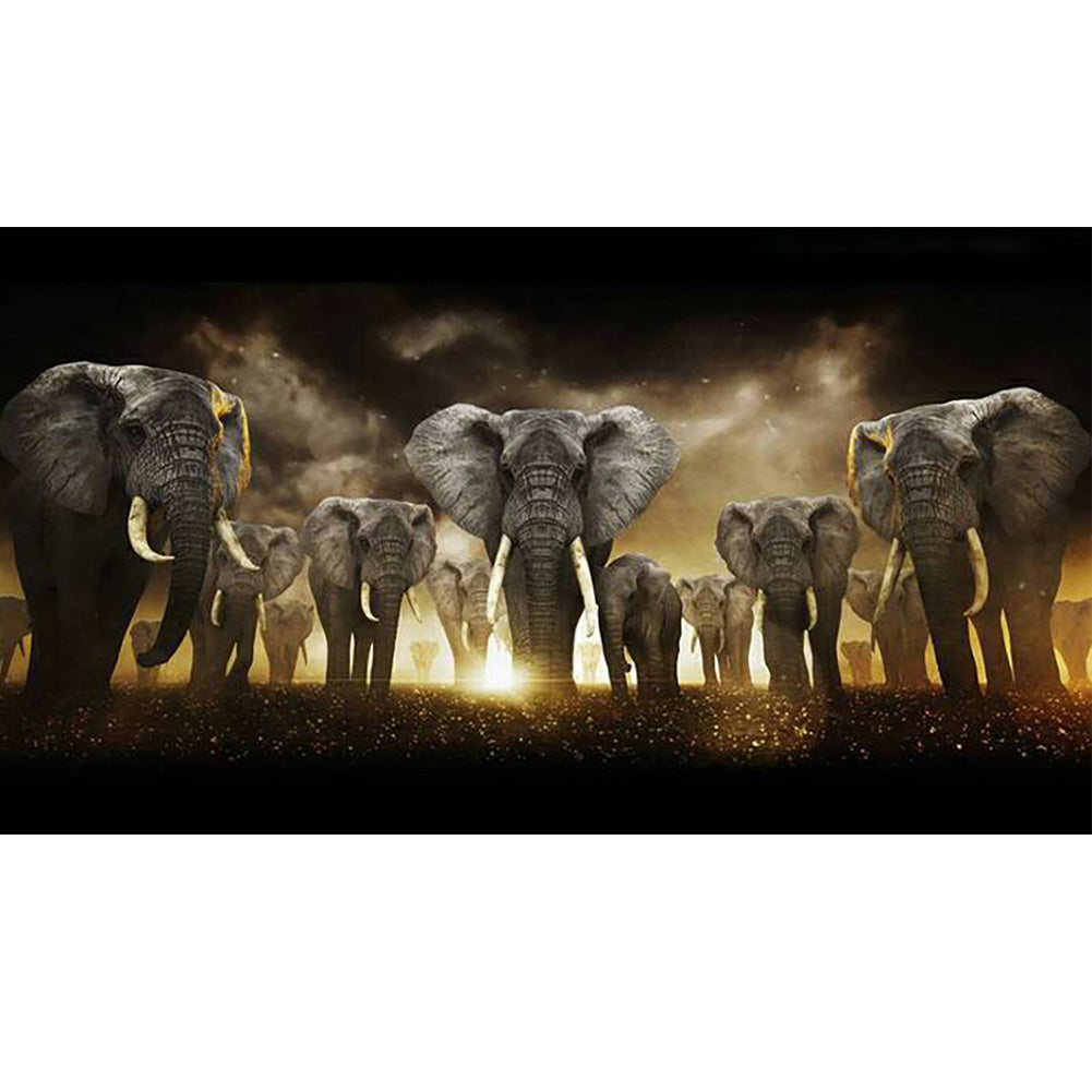 Elephant-Full Drill Diamond Painting-80x45cm