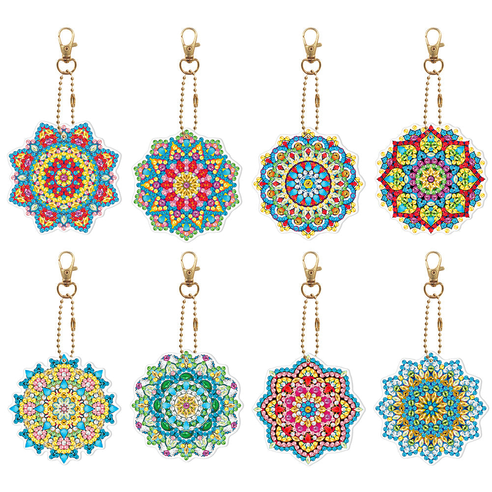 8pcs Mandala Double Sided Keychain