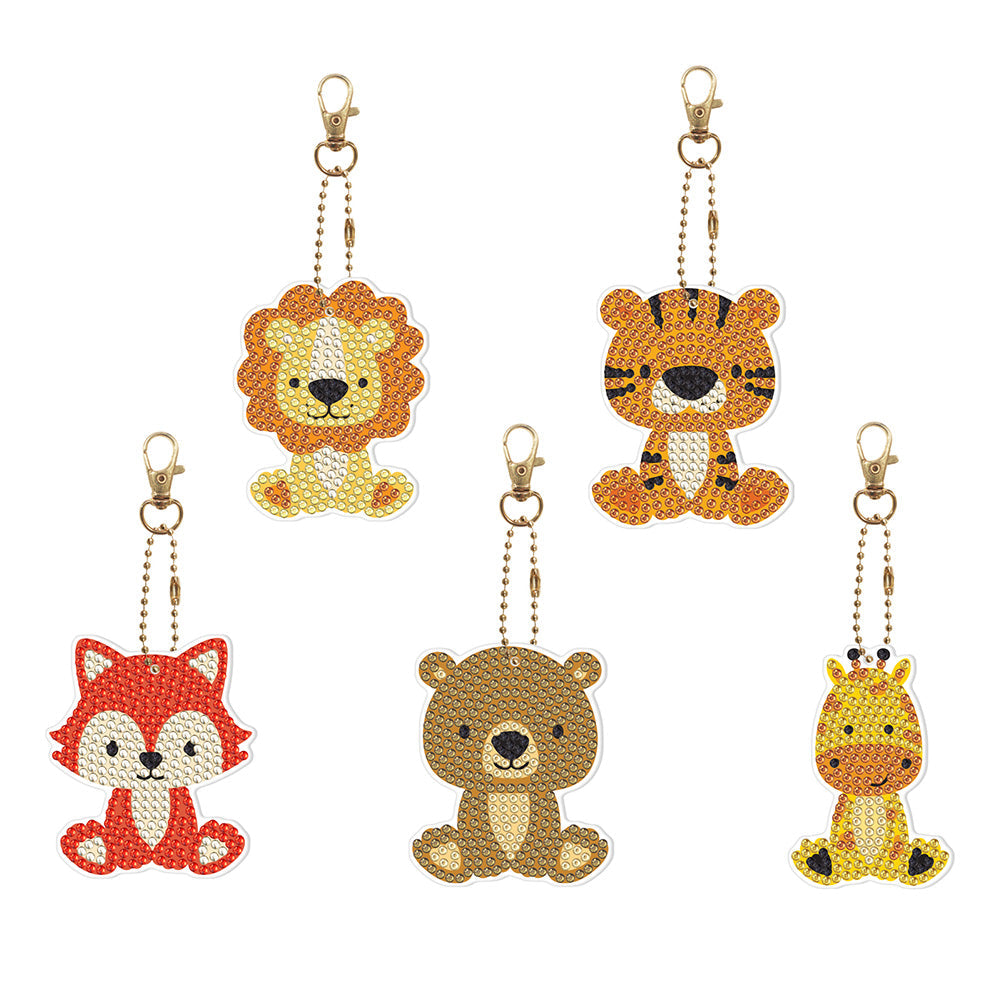 5pcs Animal Lion Double Sided Keychain