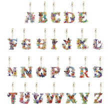 Load image into Gallery viewer, 26 Alphabet Flowers-Double Sided Keychain
