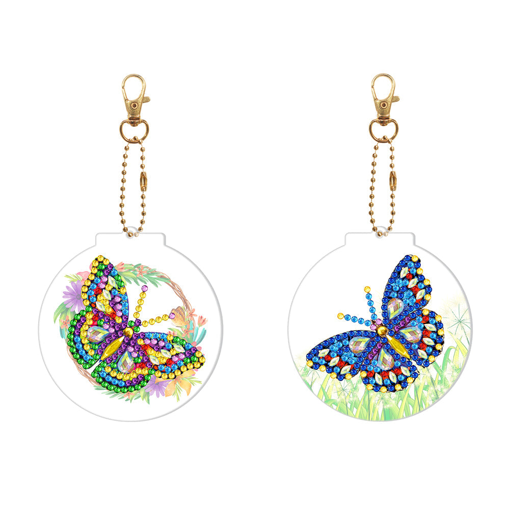 2pcs Butterflies Double Sided Keychain