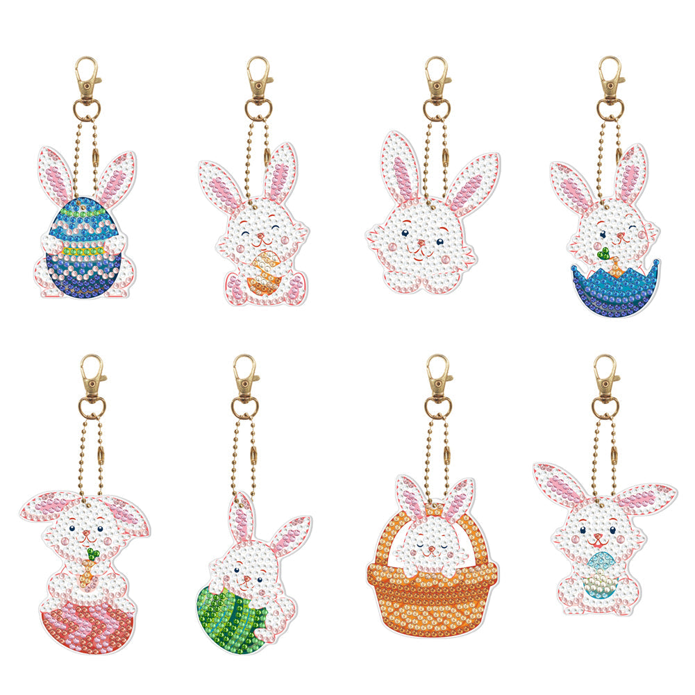 8pcs Rabbit Double Sided Keychain