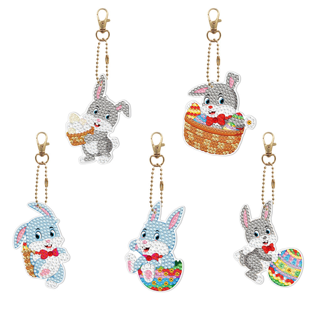 5pcs Rabbit Double Sided Keychain