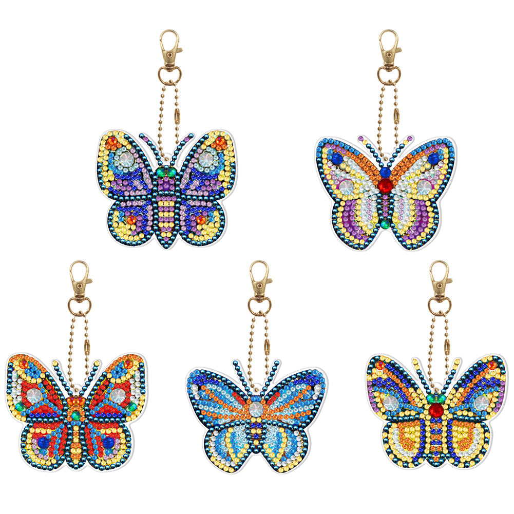 5pcs Butterflies Double Sided Keychain