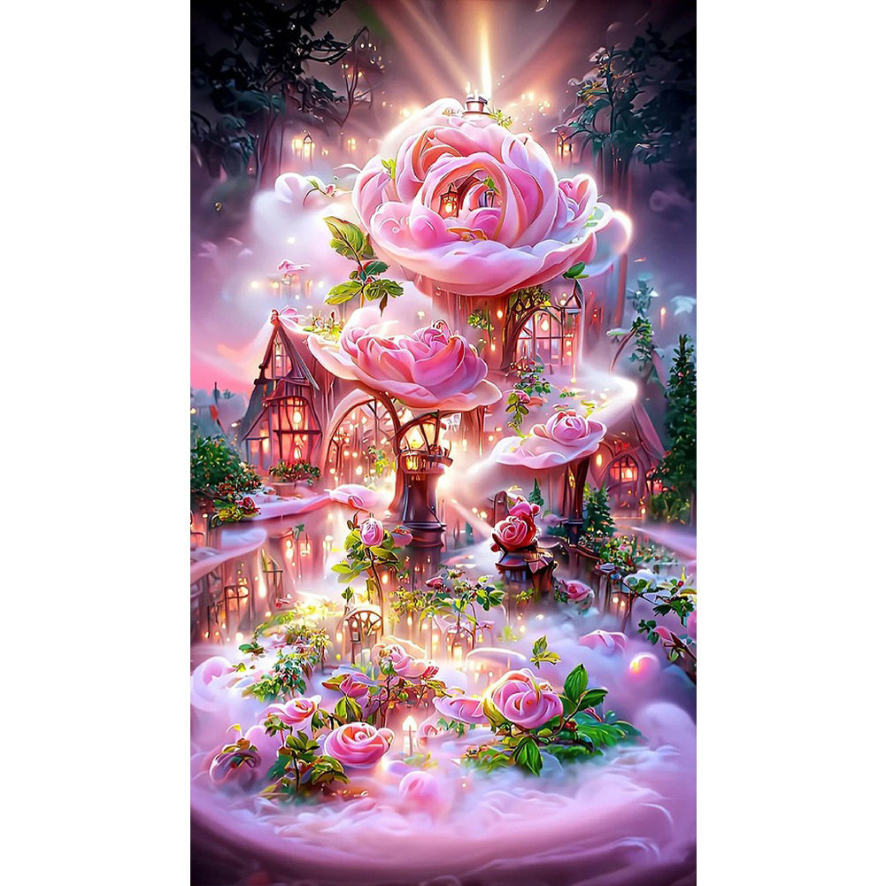 Rose Castle-Full Drill Diamond Painting-40x70CM