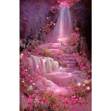 Load image into Gallery viewer, Pink Flower Waterfall-Full Drill Diamond Painting 40x70cm
