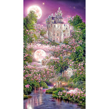 Load image into Gallery viewer, Pink Rose Castle Under The Moon-Full Drill Diamond Painting-40x70CM
