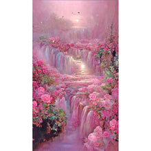 Load image into Gallery viewer, Pink Flower Waterfall-Full Drill Diamond Painting-40x70CM
