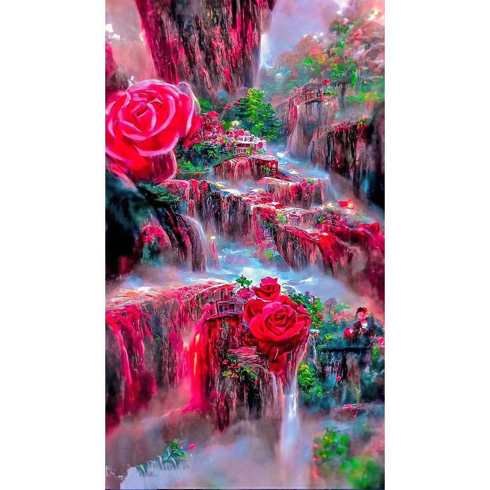 Dream Rose Waterfall-Full Drill Diamond Painting-40x70CM