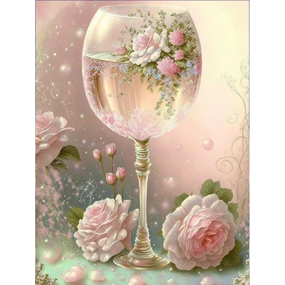 Rose Cup-Full Round Diamond Painting-30x40cm