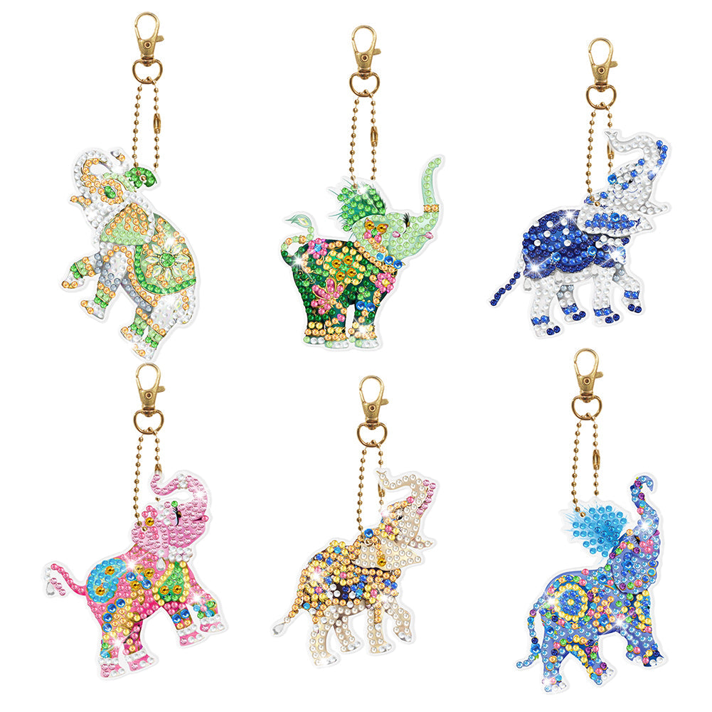 6pcs Elephant Double Sided Keychain