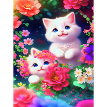 Load image into Gallery viewer, Flower Cat-Full Round Diamond Painting-30x40cm
