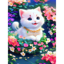 Load image into Gallery viewer, Flower Cat-Full Round Diamond Painting-30x40cm
