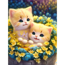 Load image into Gallery viewer, Flower Cat-Full Round Diamond Painting-30x40cm
