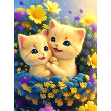 Load image into Gallery viewer, Flower Cat-Full Round Diamond Painting-30x40cm
