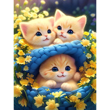 Load image into Gallery viewer, Flower Cat-Full Round Diamond Painting-30x40cm
