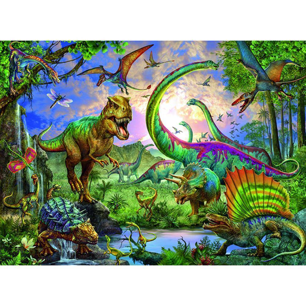 Forest Dinosaurs - Full Drill Round Drill - 40x30cm