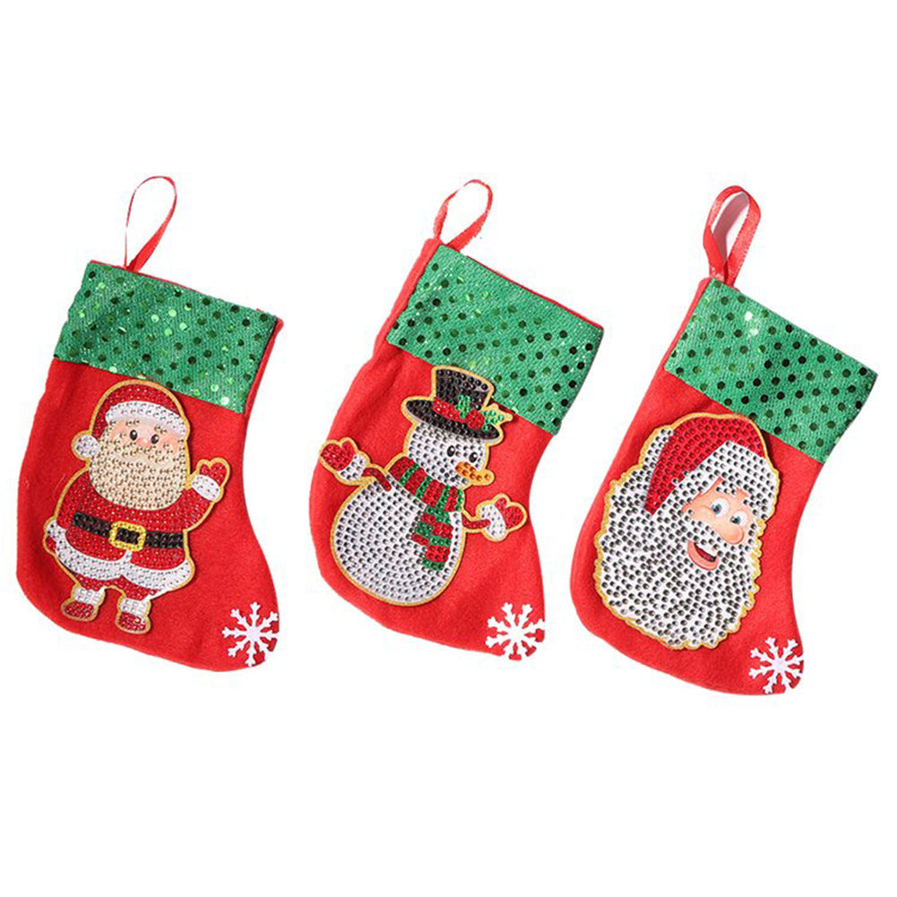 DIY Diamond Painting-3pcs Christmas stocking pendants