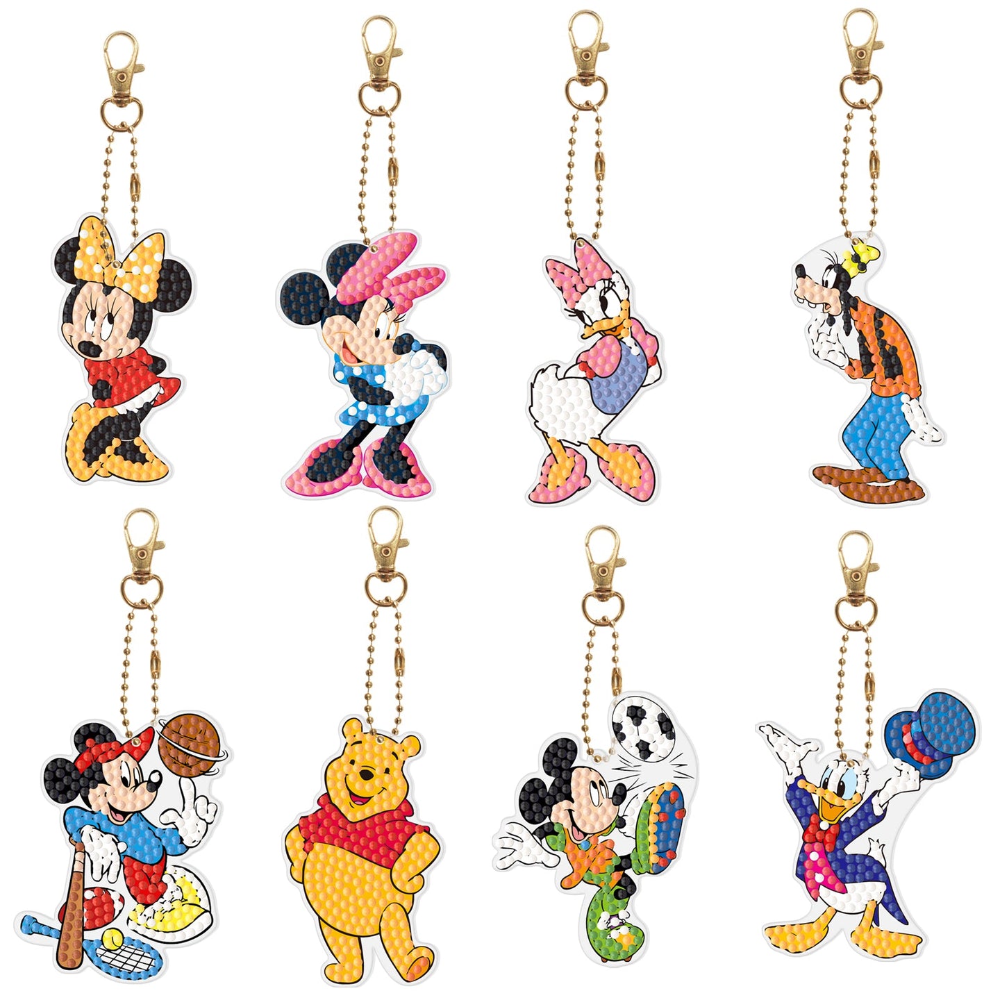 8pcs Mickey Mouse Double Sided Keychain