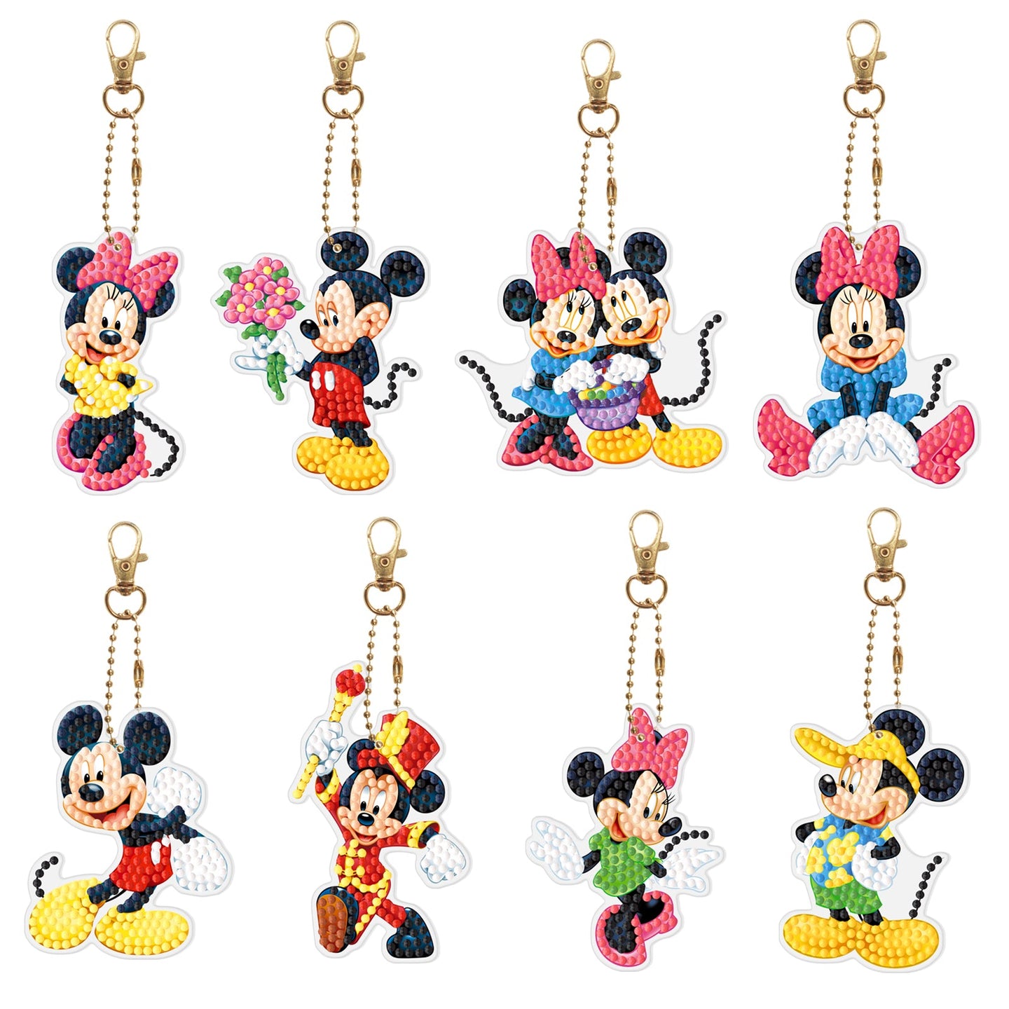 8pcs Mickey Mouse Double Sided Keychain