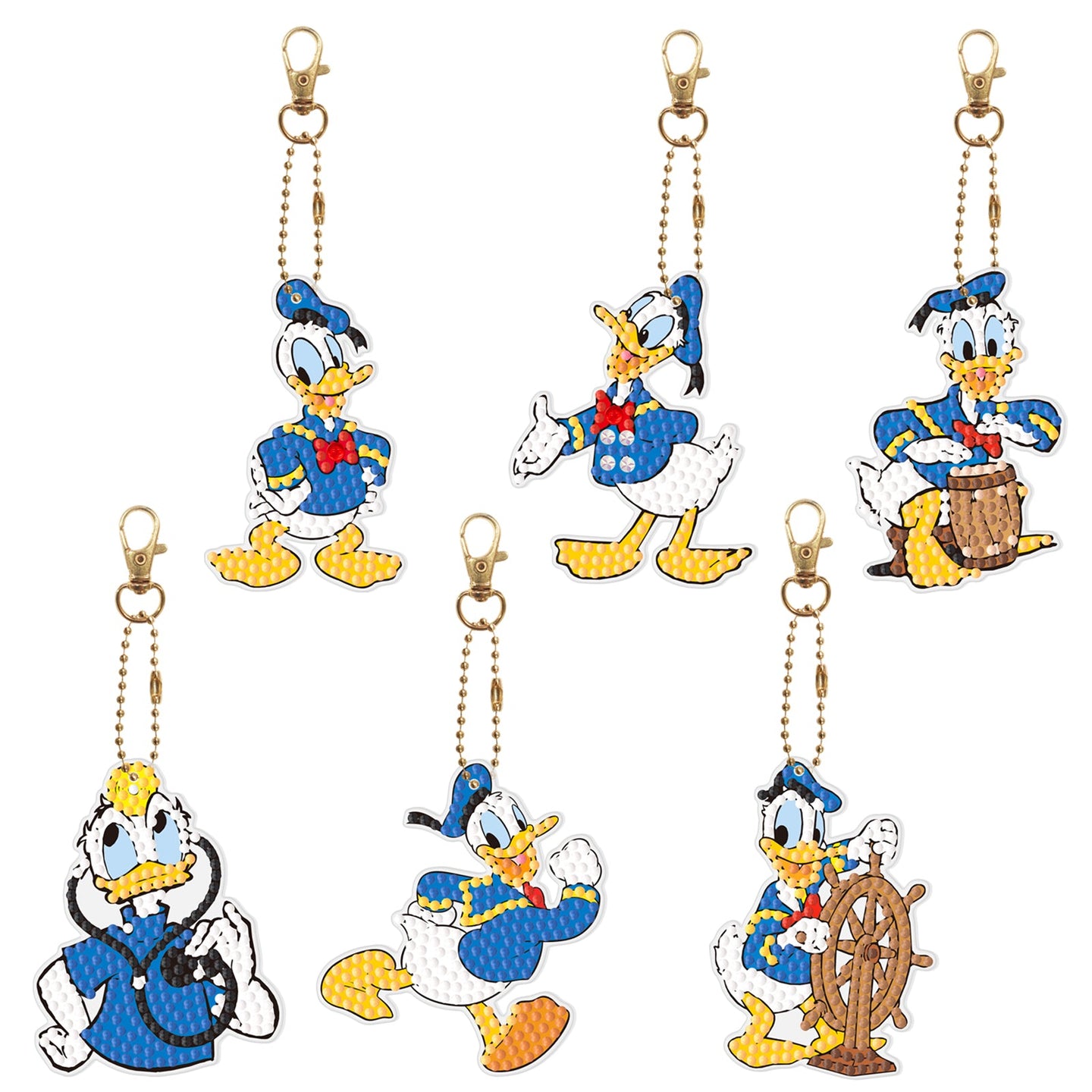 6pcs Donald Duck Double Sided Keychain