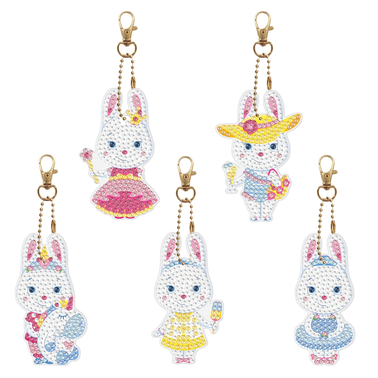 5pcs Rabbit Double Sided Keychain