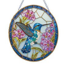 Load image into Gallery viewer, Stained Glass Hummingbird-Single Side Drill-Diamond Pendant
