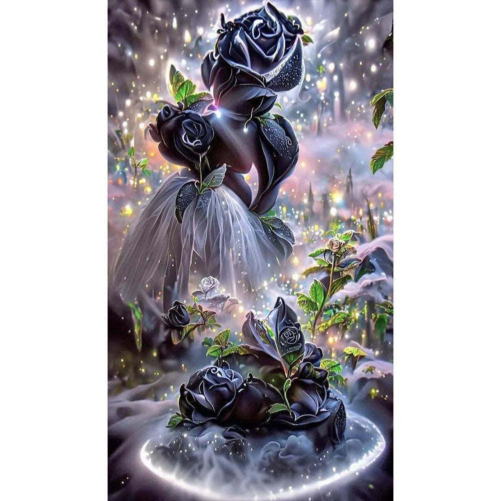 Black Rose-Full Drill Diamond Painting-40x70cm